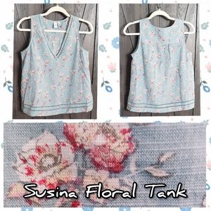 Susina Floral Print V-Neck Tank Top